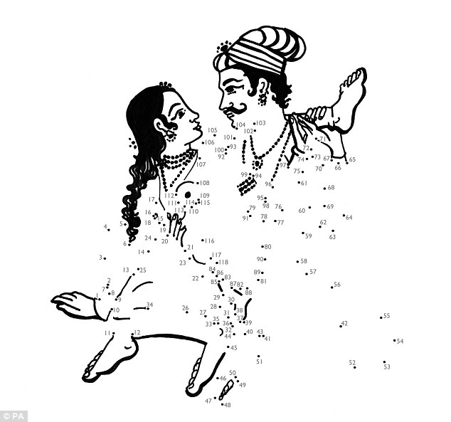 Hard work: The design team behind the dot-to-dot Kama Sutra sex guide, which includes this sketch of the pose 