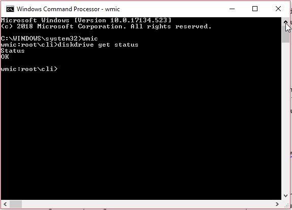 Checking SMART status using Windows Command Prompt 