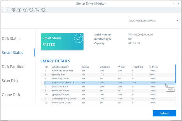 Drive Monitor Utility in Stellar Data Recovery Premium 