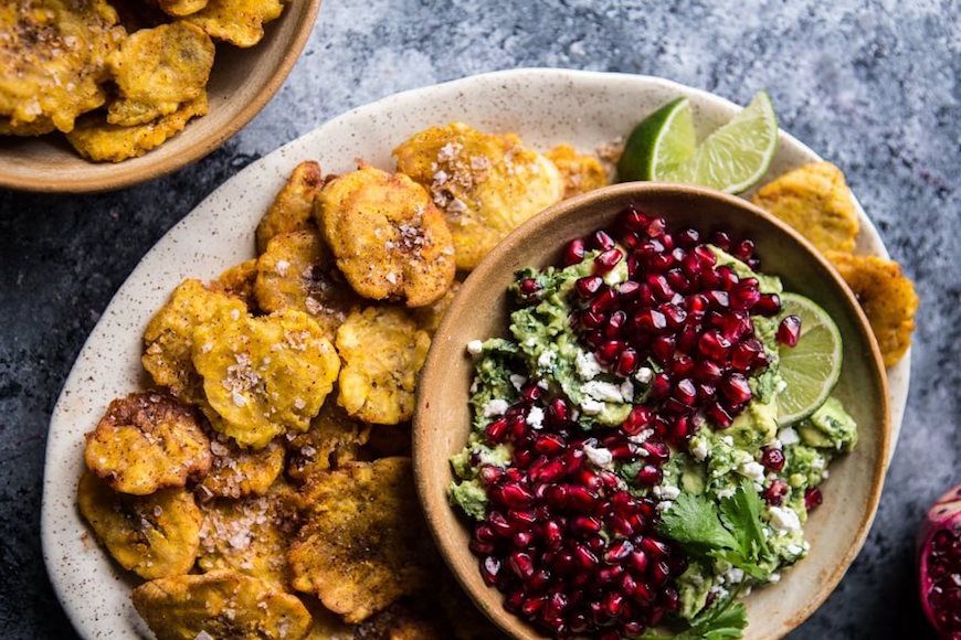 plantain chips and guac